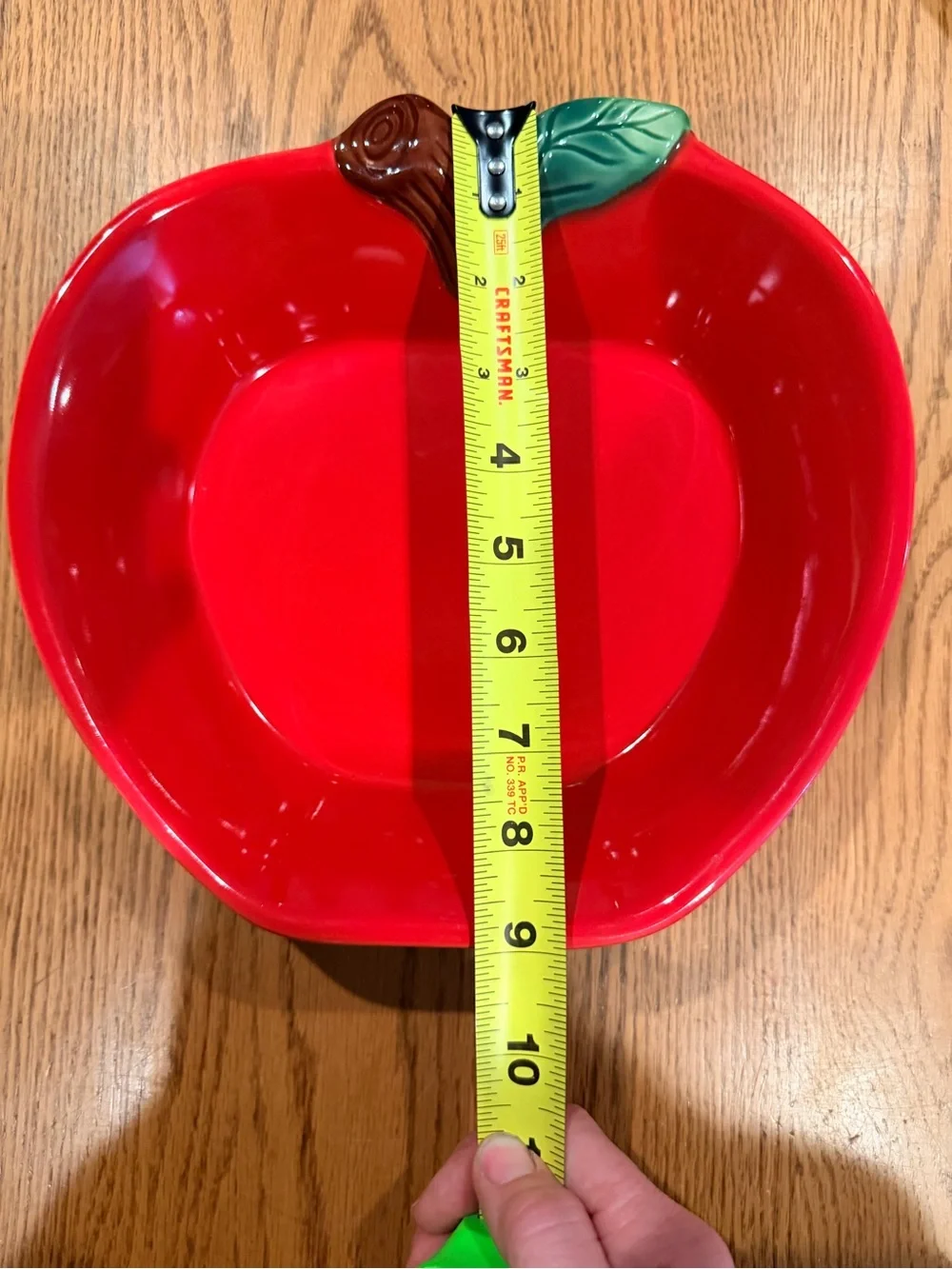 Vintage Red Apple Ceramic Serving Bowl with Leaf Accent